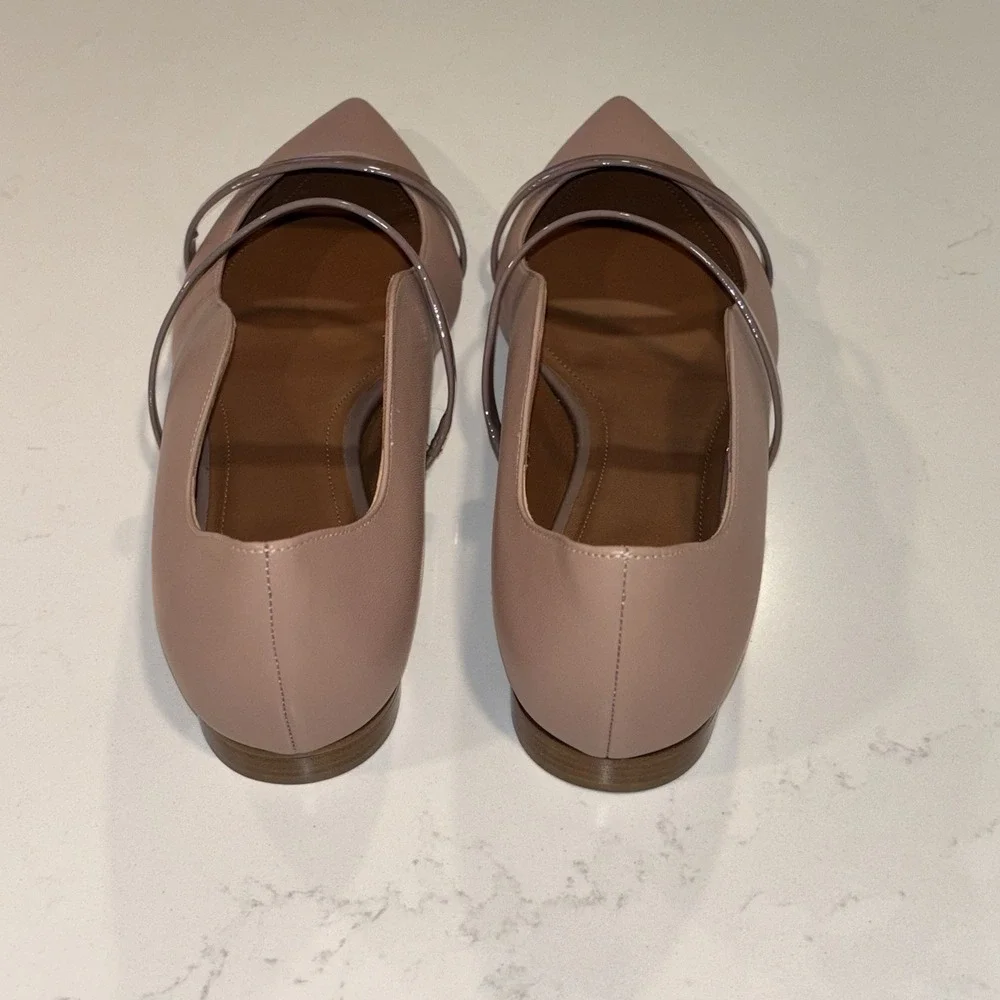 NWOB Malone Souliers Maureen Nude/Blush Leather Ballet Flats Size 40 US 10